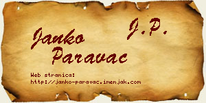 Janko Paravac vizit kartica